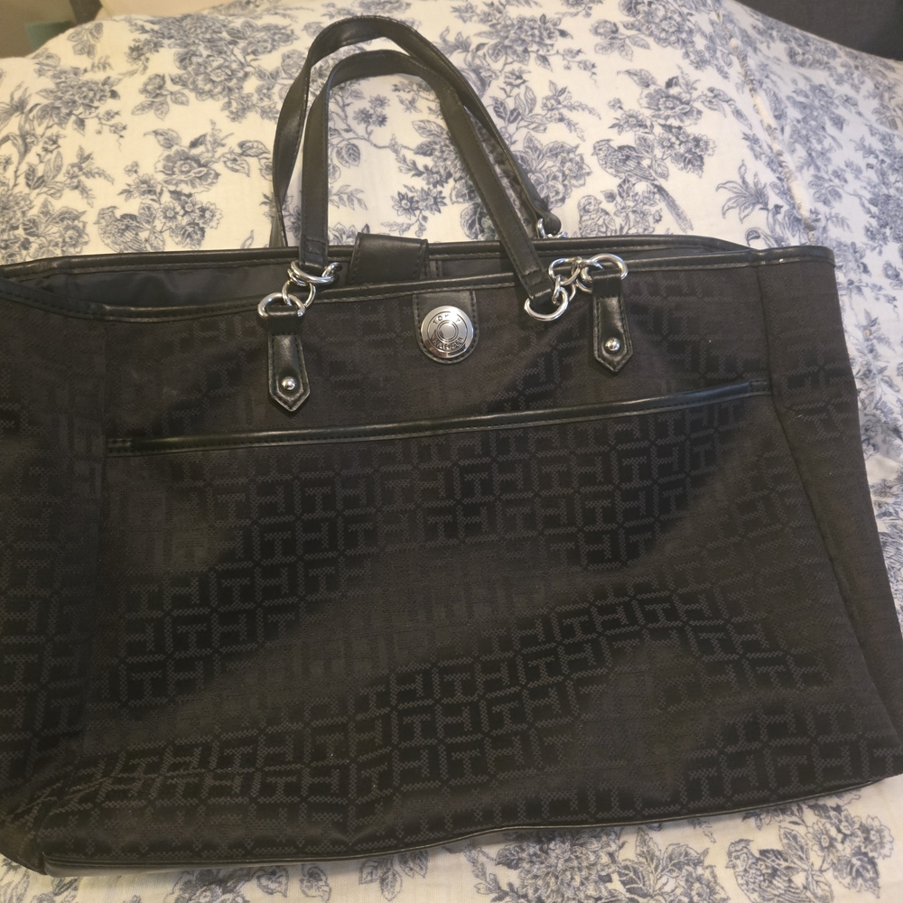 Tommy Hilfiger Black Patterned Briefcase